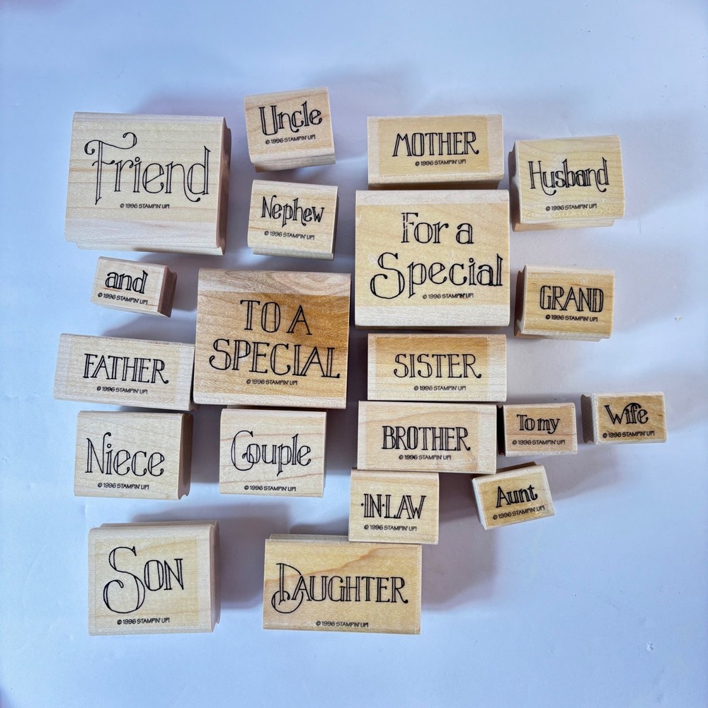 Vintage Stampin'‎ Up Wood Rubber Stamps Family Friend Mother Father Lot 1990s